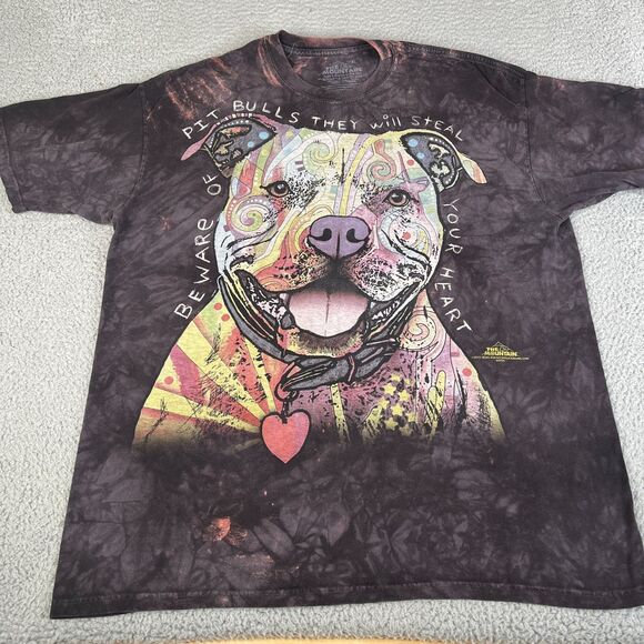 The Mountain T-shirt Adult XL Black Tie-Dye Dog Dean Russo Pit Bull Love Rescue - Picture 2 of 9